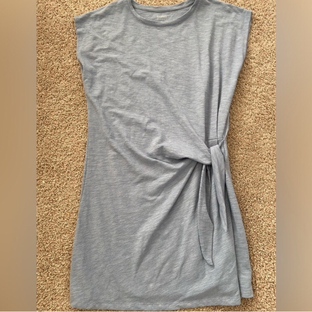 New York & Company mini Dress Summer style blue Tie Front Asymmetrical Design